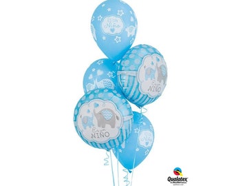 Es Un Nino Elephant Balloons - Bienvenida al Bebé - Spanish Baby Shower Balloons - Spanish Party Supplies - Spanish It&#39;s a Boy Baby Shower