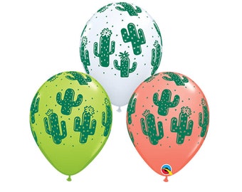 Globos de látex de 11" de cactus (paquete de 6) - Cumpleaños con temática occidental - Ideas para fiestas - Cinco de Mayo - Globos de fiesta - Fiesta con temática de cactus