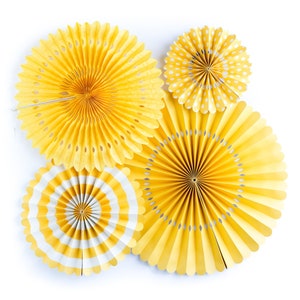 Sunshine Yellow Party Fans - Lemon Party Decor - Bridal Shower Ideas - Photo Booth Backdrop - Baby Shower Decor