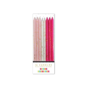 Pink Tones Glitter Candles (Set of 16) - Birthday Cake Candles - Specialty Cake Candles - Fancy Cake Candles - Pink Cake Candles