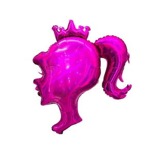 Pink Princess Silhouette Balloon (27 in.) - Barbie Birthday Decorations - Barbie Malibu Beach - Barbie Themed Party - Barbie Head Balloon