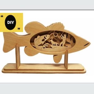 Bass Fishing Svg, Fish Laser Cut File, Bass Fish Svg File, Laser Cut for Cricut, Fish Svg, Glowforge File, Multilayer laser cut file, Dxf