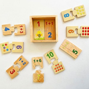 Wooden Correcting Number Puzzle with Sturdy Storage Box