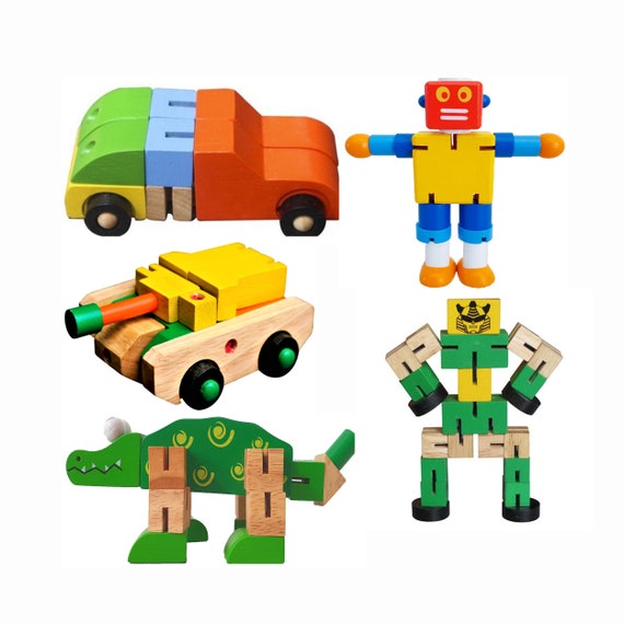 Wooden transformer cheap cube robot