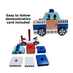Wooden Stacking Police Car | Stacking Police Car for Toddlers| Birthday Gift for Toddlers| Montessori Learning Police car