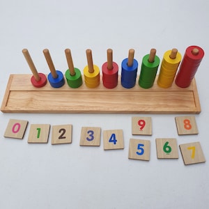Stapel & Zählringe aus Holz | Montessori Lernspielzeug | Montessori Zählspielzeug | Holzspielzeug | Zählspielzeug aus Holz