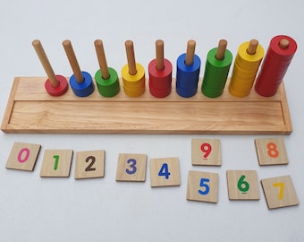 Wooden Stack & Count Rings: Montessori Learning Toy