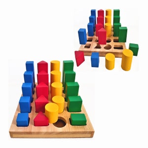 Wooden 3D Geometric Shapes Sorter: Montessori Learning Toy