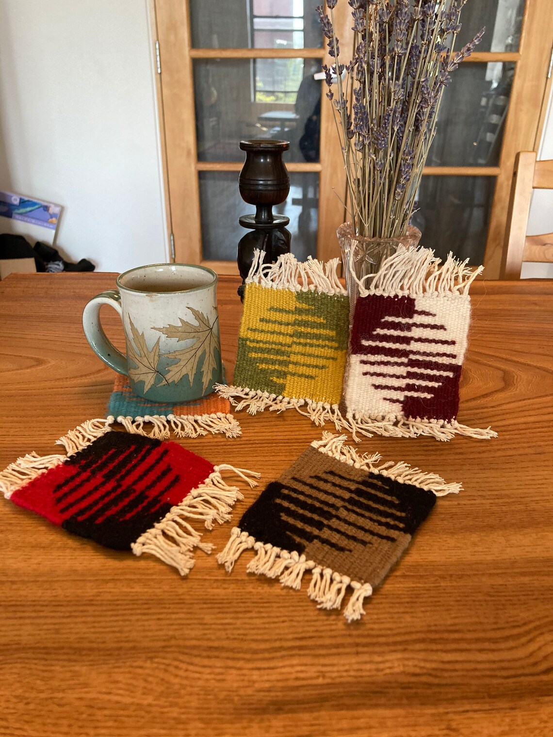 Handmade woven coasters 2 tones with a circle Etsy