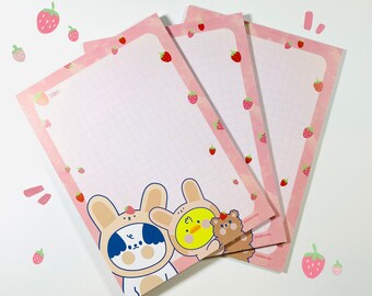 Mignon dames fraise puppy bunny notepad A5