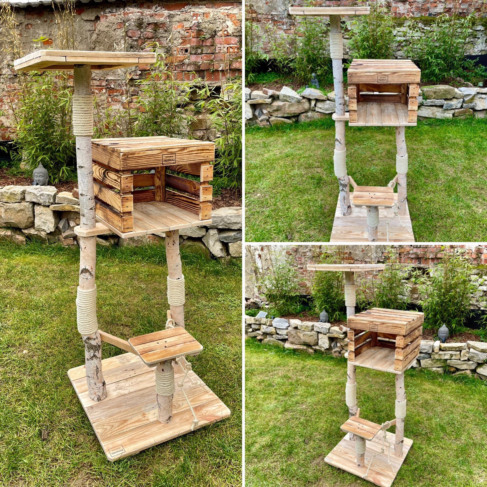 Natural Birch Wood Scratching Post Cat Tree Cat Kitten Cat Etsy UK