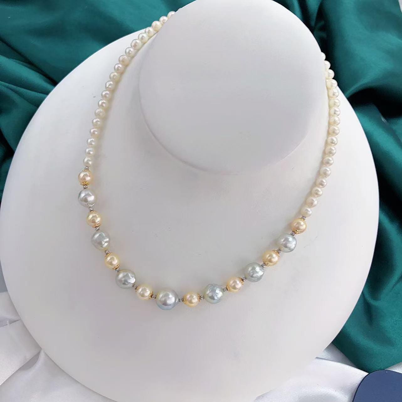 南洋真珠ホワイトバロックパールネックレス 10.5mm～16.0mm南洋白蝶バロックパールネックレス（保証書付き