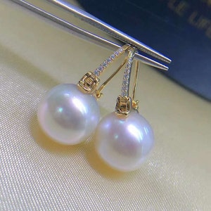 11.7mm Freshwater Edison Pearl Earrings High Luster