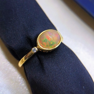 6mmx8mm Ethiopian Black Opal Ring Multi Fire Opal Open End Ring