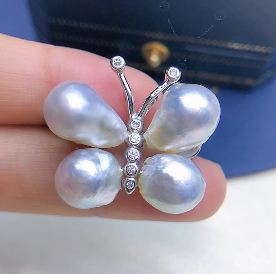 南洋真珠ブローチ バロック真珠 南洋白蝶バロックパールブローチ/silver/大粒パール/華やか | DLH