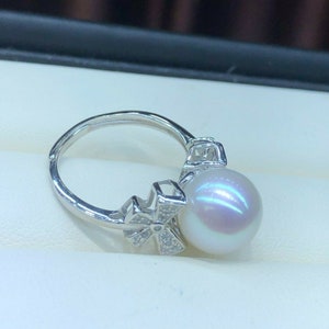 Freshwater White Pearl Ring 10.8mm Cherry Blossom High Luster