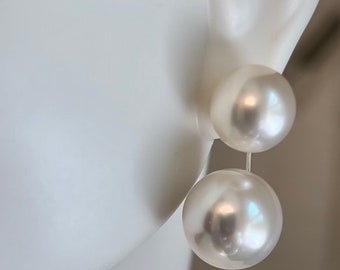 Bellissimi orecchini pendenti con perle bianche naturali AAAA 9-10mm10 Bellissimi orecchini pendenti con perle bianche naturali AAAA 9-10mm10