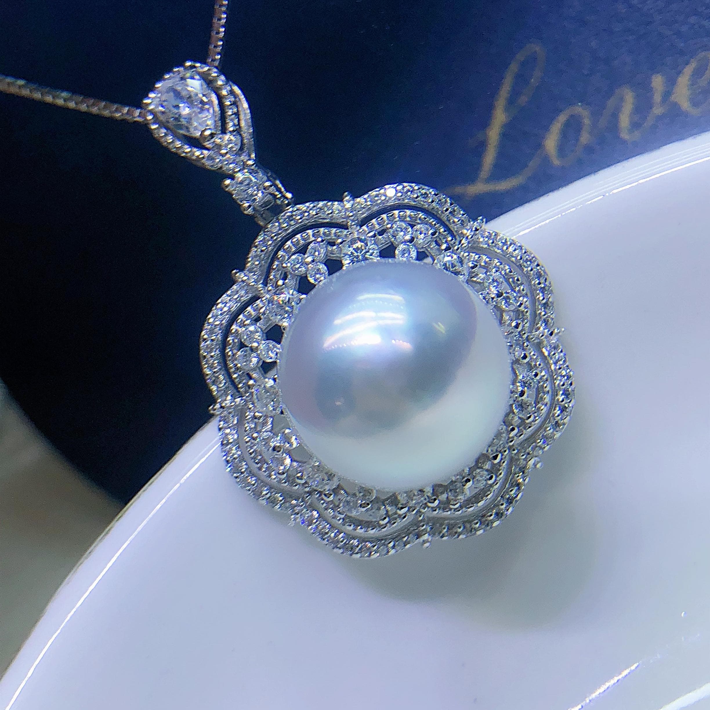 Pendente Perla Barocco Del Mare Del Sud Da 14-17 Mm 18k Oro - Italia - Foto 12