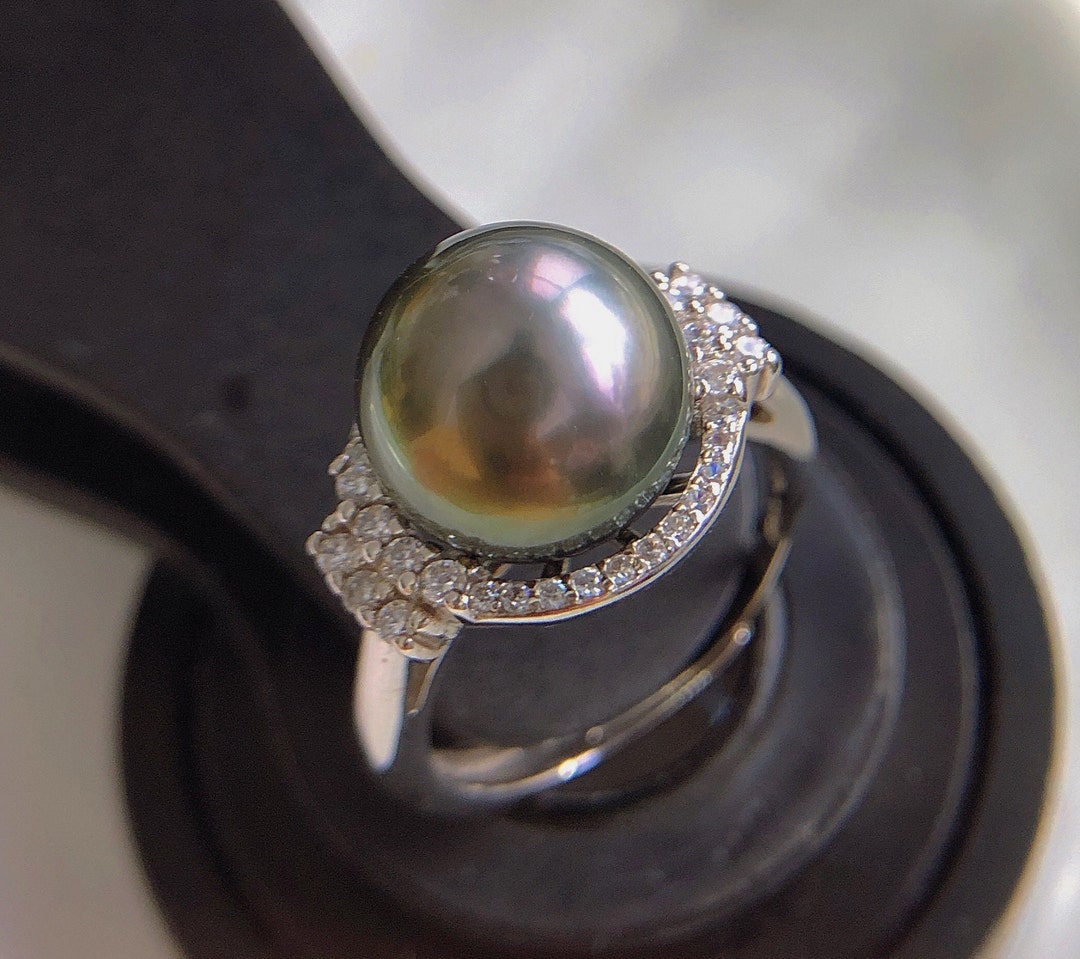 Tahitian Green Pearl Ring 10 6mm High Luster Etsy tahitian-green-pearl-ring-10-6mm-high-luster-etsy