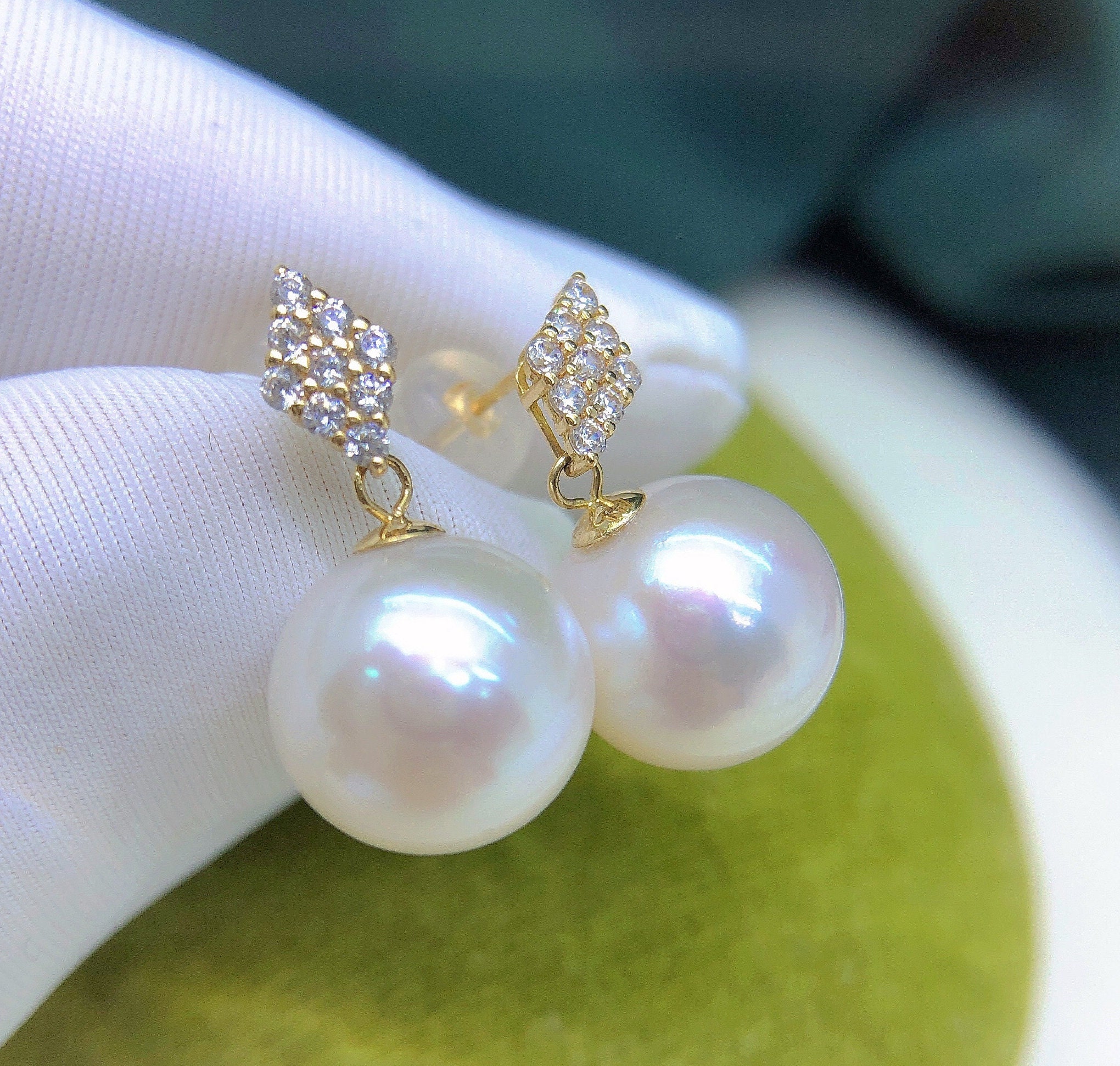 【HYERES LOR】24FW★ H edition SL (W) WH Pearl Earrings 10mm 10mm Freshwater White Pearl Earrings High Luster 18K Yellow