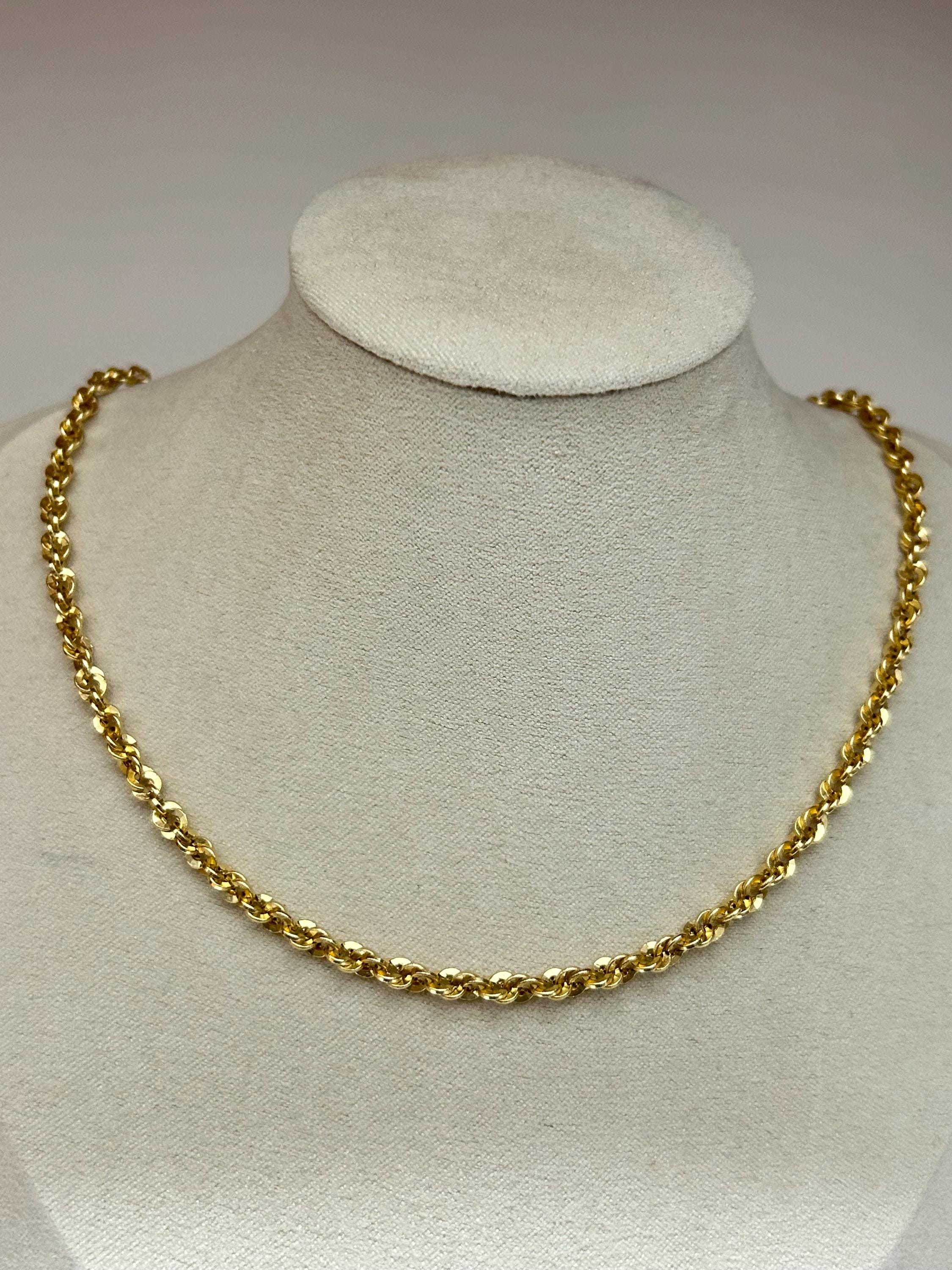Japanese K18 Polished Double Twist Chain Necklace | Solid 18K Gold
