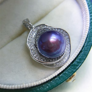 11.5mm Metallic Freshwater Pearl Pendant Metallic Mauve Purple Color Multicolored Very High Luster