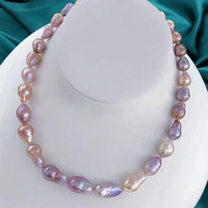 Super Value*** 8.5mm-12mm Metallic Freshwater Pearls Beaded Necklace Multicolored Very High Luster