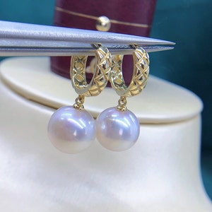 11.8mm Big Freshwater Edison Pearl Earrings Sterling Silver High Luster