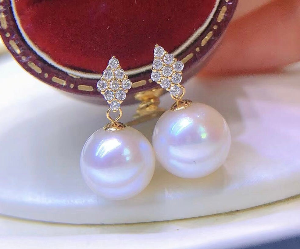 【HYERES LOR】24FW★ H edition SL (W) WH Pearl Earrings 10mm 10mm Freshwater White Pearl Earrings High Luster 18K Yellow