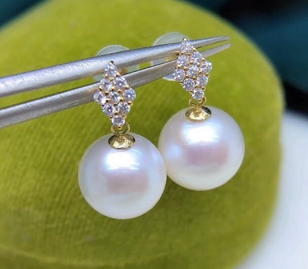 【HYERES LOR】24FW★ H edition SL (W) WH Pearl Earrings 10mm 10mm Freshwater White Pearl Earrings High Luster 18K Yellow