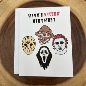 Carte d'anniversaire géniale, Carte d'anniversaire Halloween, Film d'horreur, Ghostface, Vampire, Fête d'anniversaire de la maison hantée, Cadeau effrayant d'Halloween