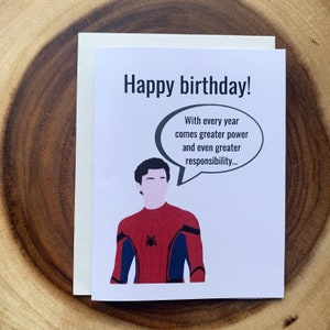 Carte d'anniversaire Spiderman, carte de vœux pour fan de Marvel Avengers, Tom Holland, loin de la maison, retrouvailles, pour fils, garçons, fan, lui