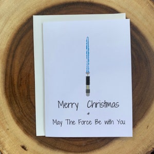 Carte de Noël Star Wars, que la force soit avec vous, carte de voeux de vacances, idée cadeau sabre laser, pour les fans de star wars, pour lui, petit ami