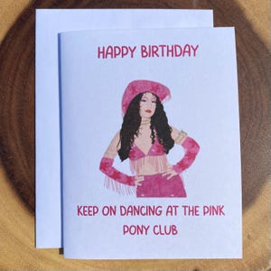Continuez à danser au poney club rose, carte d'anniversaire Chappell Roan, Pink Pony Club, LGBTQIA+, carte d'anniversaire rose pour elle, idées cadeau d'anniversaire