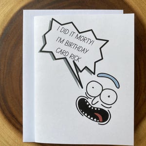 Carte d'anniversaire Pickle Rick, carte d'anniversaire drôle, anniversaire minimaliste, carte de voeux mignonne, pour elle, pour le meilleur ami, pour lui