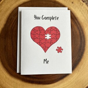 Vous me complétez| Carte Saint-Valentin | Carte d’amour d’anniversaire | Thème Puzzle | Pour petit ami, mari, petite amie ou femme
