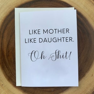 Comme mère, telle fille, drôle de carte de fête des mères, pour maman, carte d’anniversaire de maman, idée cadeau pour grand-mère, hilarant, pour elle, carte de Noël
