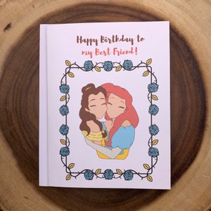 Happy Birthday to my Princess Best Friend, The Belle to my Ariel, Princess Card, Best Friend's Birthday, Girlfriends, for Her, Disney Adult