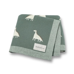 90cmX 110cm Knitted Baby Blanket for Baby Girl and Boy Dino Green