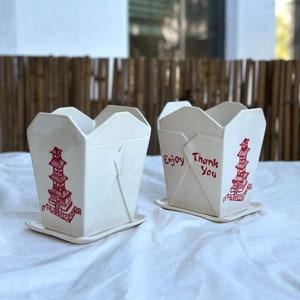 Porcelain Chinese Planter Take Out Box Plant Pot With Saucer Etsy