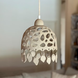 Boho Organic Ceramic Pendant Light - Unique Pottery Sculptural Ambient Lighting Hanging Bedside Pendant Lamp Shade Whimsical Lamp