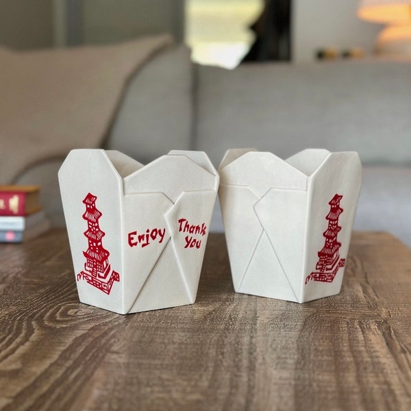 Chinesische Take-out-Box aus Porzellan, funktionale handgefertigte asiatische Nudelschalen aus Keramik, Geschenk für Nudelliebhaber