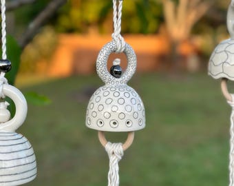 Handmade Ceramic Wind Chime Bells Unique Boho Whimsical Hanging Decoration