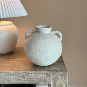 Speckled Round Ceramic Vase Modern White Matte Flower Vase Scandinavian Stoneware Vase Farmhouse Vase