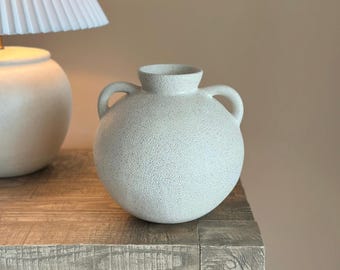Handmade Ceramic Modern Minimal Round Vase White Decorative Large Vase