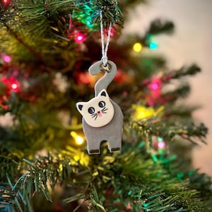 Handmade Ceramic Cat Ornaments Cat Christmas Decoration Clay Pet Ornaments