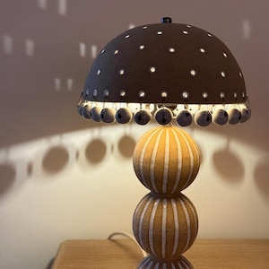 Modern Ceramic Table Lamp Dome Beaded Lamp Ambient Lamp Boho Lamp Decorative Lights Pottery Sculptural Lamp
