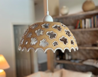 Stoneware Modern Ceramic Pendant Light, Speckled Pottery Handmade Ceiling Light Cover, Hanging Lampshade Pendant Lamp Shade