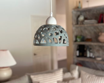 Porcelain Gray Small Hanging Lampshade, Ceiling Light Cover, Ceramic Pendant Light