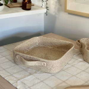 Stoneware Square Baking Dish Speckled Ceramic Pie Dish Clay Brownie Pan